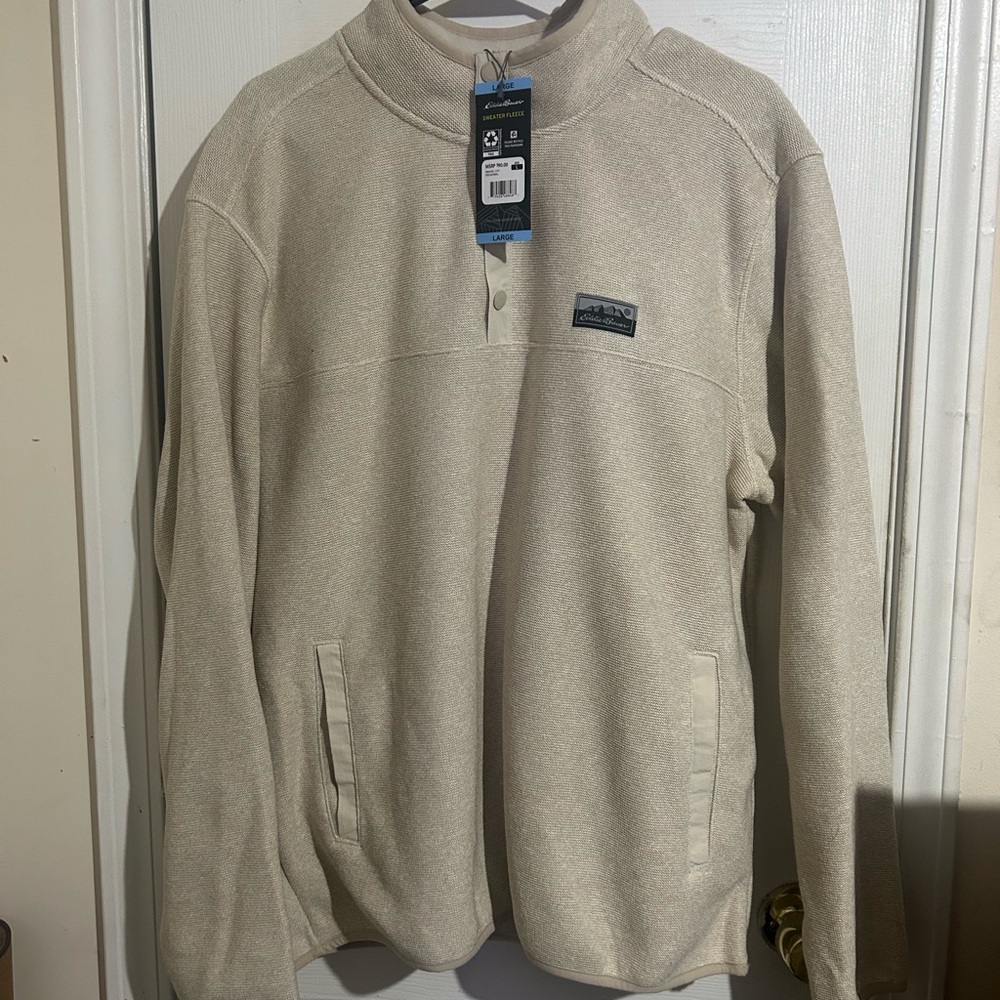 Eddie Bauer Men's Beige Zip-Up Sweater